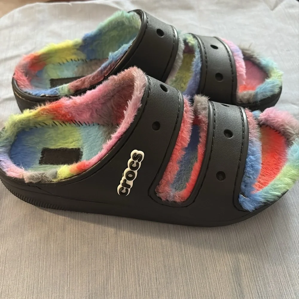 Colorful Women’s Furry Slides - Picture 2 of 2
